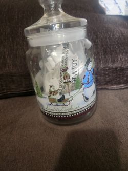 Princess House 2549 Snowman Crystal Glass Hallmark Cookie Jar