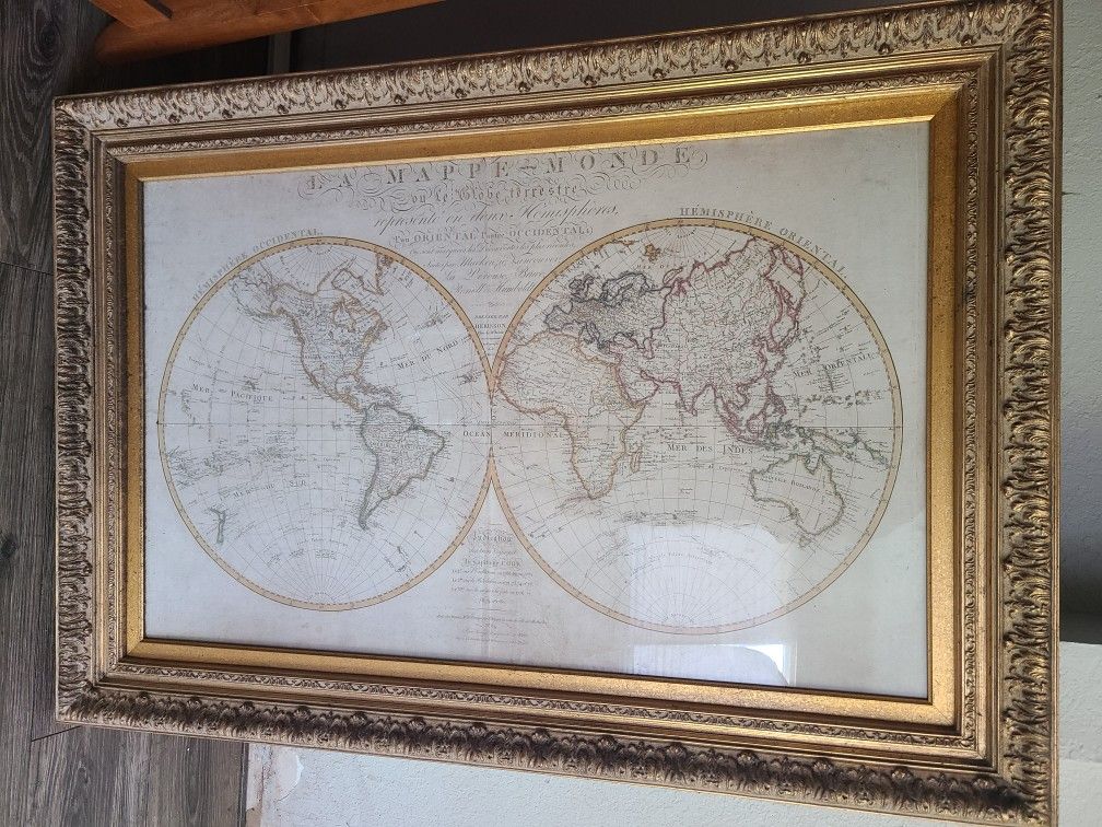 Large World Picture With Frame 2.5x4 Feet
