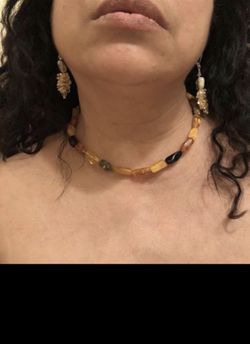 Baltic Amber necklace,bracelet and citrine earrings