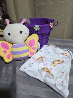 Baby Gift Set with Plush Toy and Basket