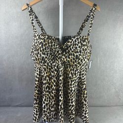 Torrid Leopard Print Tankini Top Size 3 D/DD Underwire Twist Front New with Tags