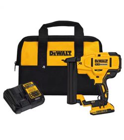 BRAND NEW IN BOX Shop DEWALT 20V MAX XR Lithium-Ion Cordless 18-Gauge Narrow Crown Stapler Kit with 2.0Ah Battery, Charger and Contractor Bag