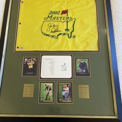Jack Nicklaus Arnold Palmer Autographed Masters Flag Framed