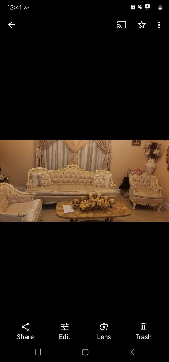 2 Chair Sofas And 1 Long Sofa With Marble Table