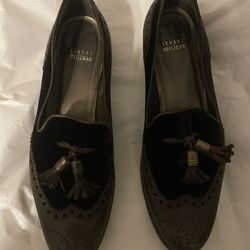 Stuart Weitzman Leather & Velvet Tassel Loafers – 10