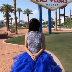 Quince Dress Royal Blue, Holographic Rhinestones for Sale in Las Vegas, NV  - OfferUp
