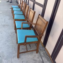 6 Vintage Antique OAK MCM Chairs Matching Set. 