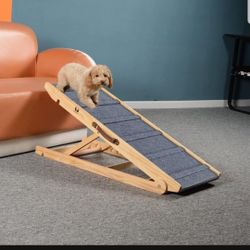 Adjustable Dog Cats Ramp, Folding Portable Wooden Pet Ramp for All Small and Older Animals - 42" Long and Adjustable from 14” to 26” - Rated for 200lb