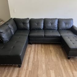 Black Leather Sectional Couch