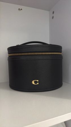 Coach Black Leather Round Vanity Case