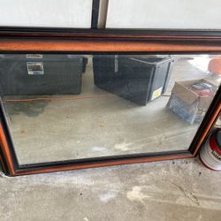 Living room Mirror Wood Finish