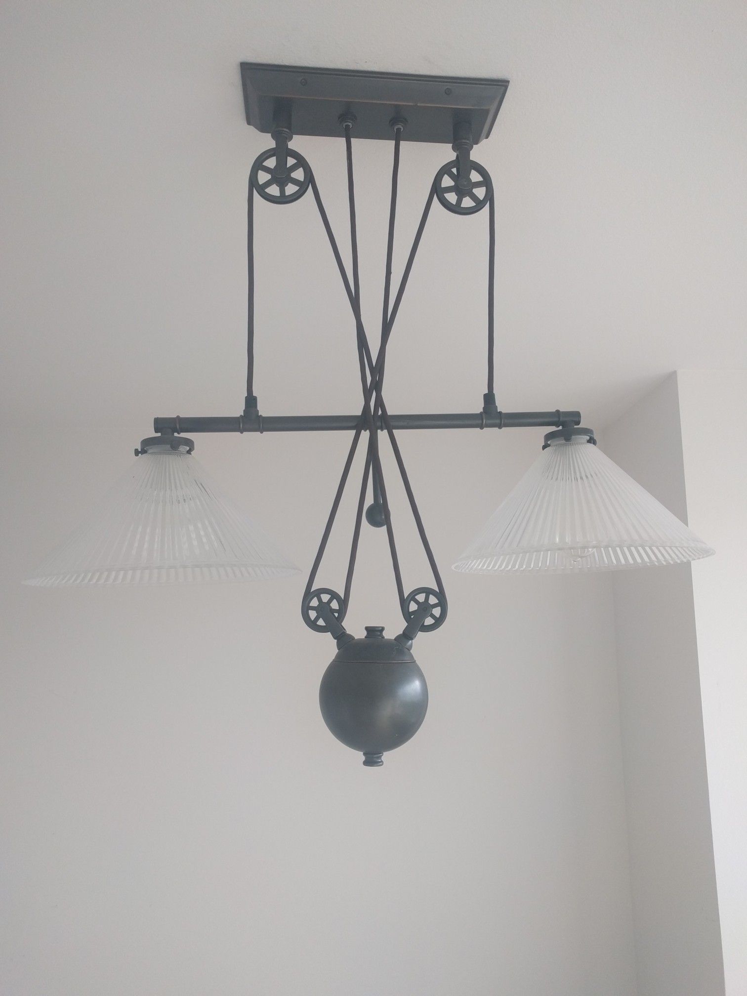 Restoration Hardware Pulley Double Pendent Light Fixture
