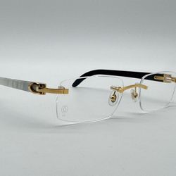 CARTIER C DECOR WHITE BUFFALO HORN EYEGLASSES CT0046O NEW 100% AUTHENTIC ~$4000
