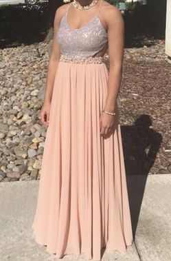 Pink strap prom dress