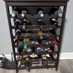SONGMICS Wine Rack - 42-Bottle, Free-Standing, Floor, Bamboo, Espresso