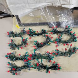 (11) 24 Ft. Strands of Christmas Tree Outdoor Lights, Multicolored + Extra Bulbs,  All Work Fine
