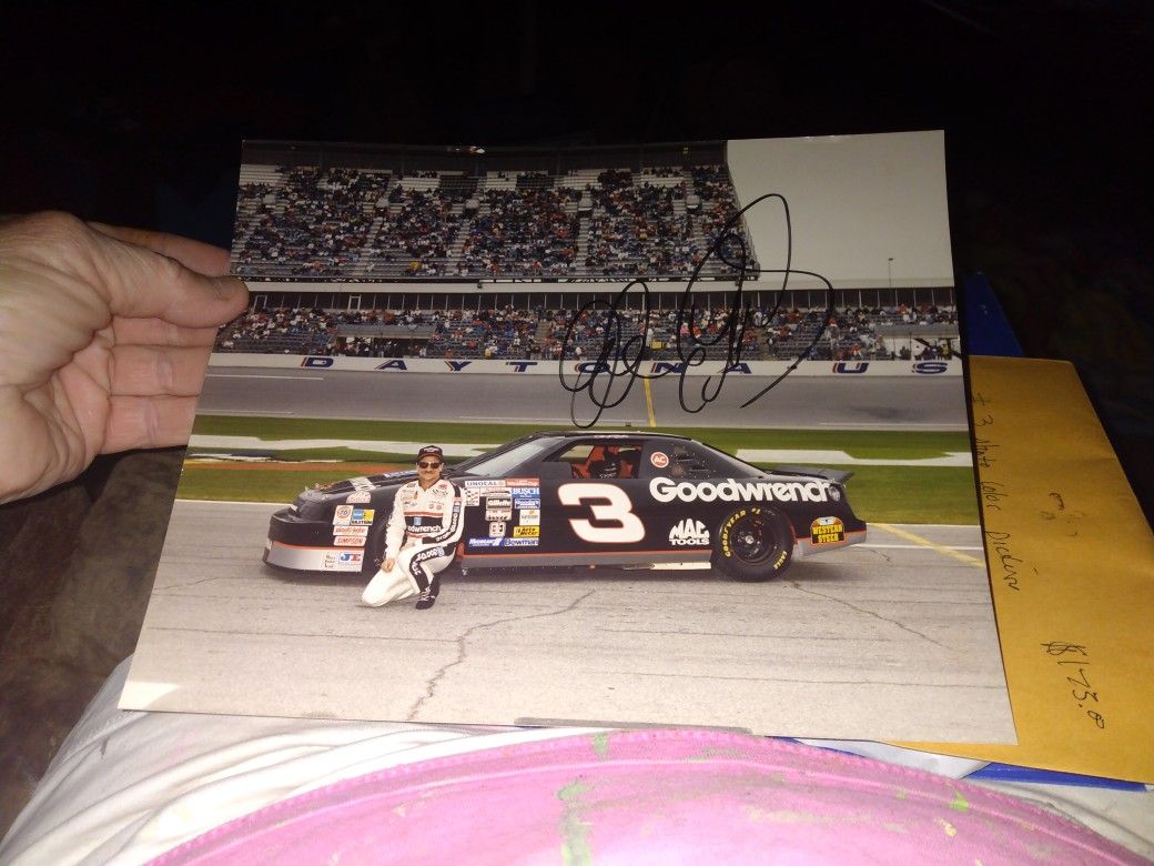 #3 Dale Earnhardt signed color photo
