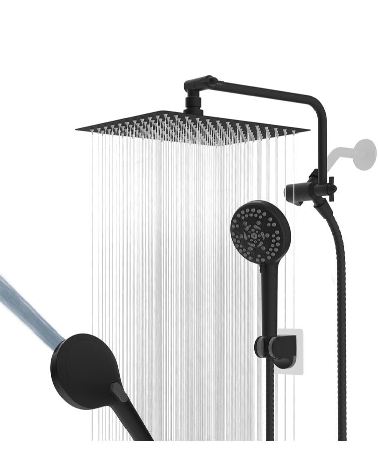 12" All Metal Black Shower Head