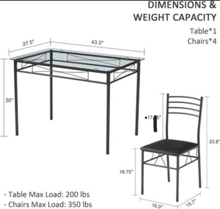 Modern Rectangular 5-Piece Dining Table