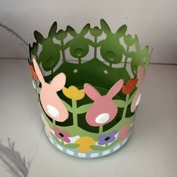 Celebrate Together Easter Bunny Candle Sleeve 3-Wick Holder Metal Spring Decor