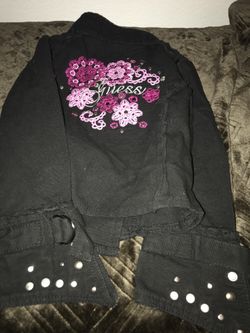 Guess black and pink bling studs kids jacket