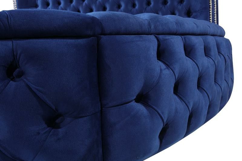 ✴️Glamour Velvet Navy Queen Storage Platform Bed