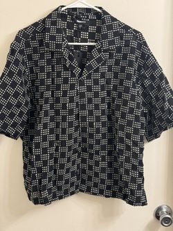 FASHION NOVA Black And White Checkered Button Up Men’s Medium 
