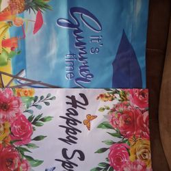 “2 Decorative Garden Flags – Summer + Spring Floral Outdoor Yard Decor”