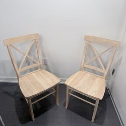 International Concepts X-Back Dining Chairs, Solid Parawood, Unfinished (Set of 2)