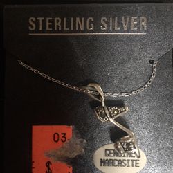 Sterling Silver Necklace With Shoe Charm With Marcasite