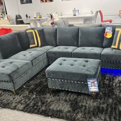 Crazy New Year Deal😱Beautiful Black Tufted L Shape Sofa Sectional 65% Off Now Only $799👍