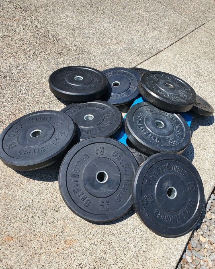 Fringe Sport Black Olympic Bumper Plates 340lbs Weight 