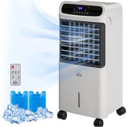 (Retail $122.99) HOMCOM 3-In-1 Ice Cooling Fan with Remote, Timer, Gray, SKU:824-041V81GY