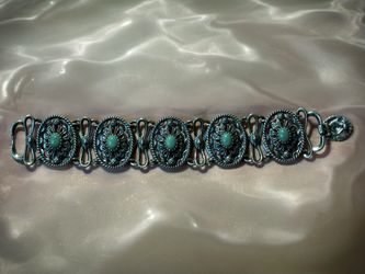 Carolyn Pollack American West 925 Sterling Silver Turquoise Panel Bracelet 41.2g