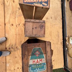 3 nice old, wooden antique crates or boxes