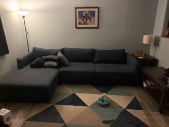 Dark Blue Sectional Sofa with Chaise