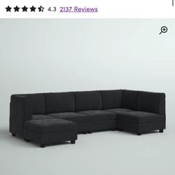 Black Polyester Sectional/ Like New 