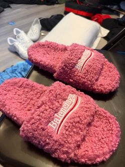 Balenciaga Furry Slide Sandals Pink