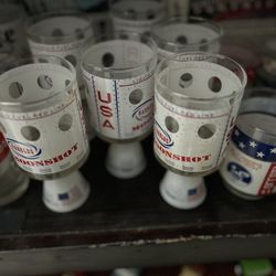 Antique Moonshot Glasses (6) And Apollo 11 (4 ) Glasses