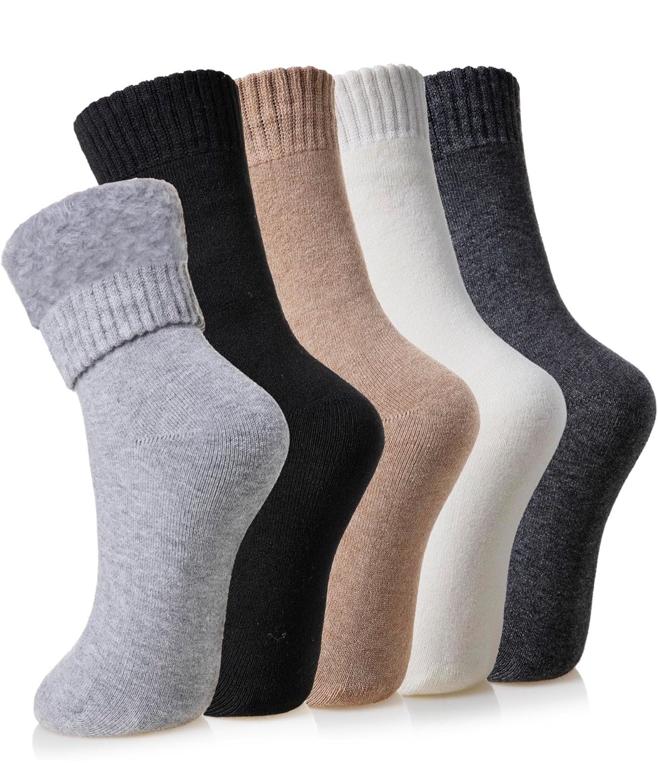 BRAND NEW 5 Pairs Women Extra Thick Insulated Heated Crew Boot Socks for Cold Weather(Size US 5-10)