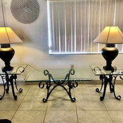 Coffee Table With Side Tables (lamps Not Included) 