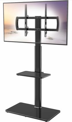 Floor TV Stand with Swivel Mount and Shelf