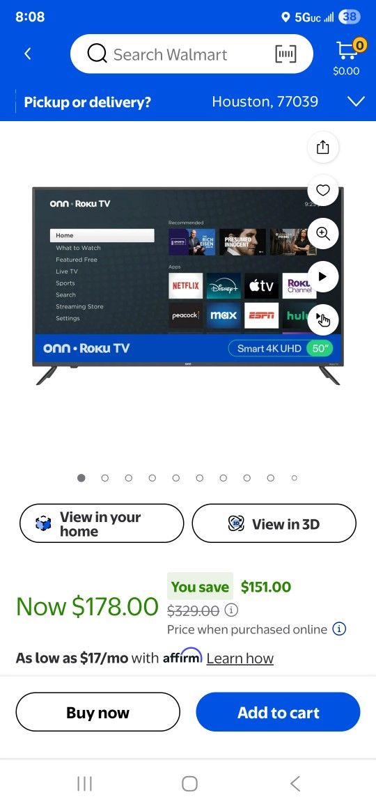 50 IN ROKU SMART TV