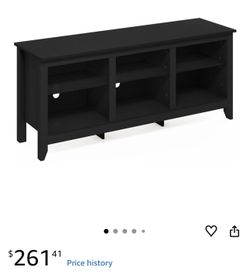 TV Entertainment Center, Americano Finish, Fits TVs Up to 65 Inches, Wood Composite Construction, Durable Media Console for Living Room or Entertainme