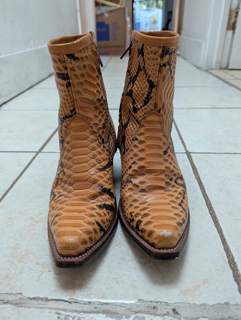 Handmade In Nicaragua Leather Boots Snake Embossed Women's