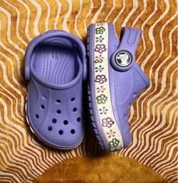 Toddler CROCS in Lavender with Floral Band