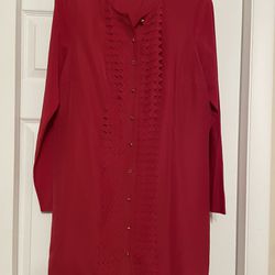 Ted Baker Red Scalloped Ruffle Mini Dress - Size 10