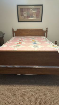 Solid Wood Full/Queen Bed Frame & Mattress