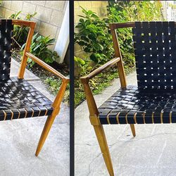 4 Set- Tomlinson ‘Sophisticate Line’ - Black Strap Leather Chair - Vintage Mid Century Modern MCM