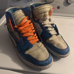 Jordan 1 Retro OG Off White High UNC Size 9.5 Pre-Owned AQ0818-148 Blue White